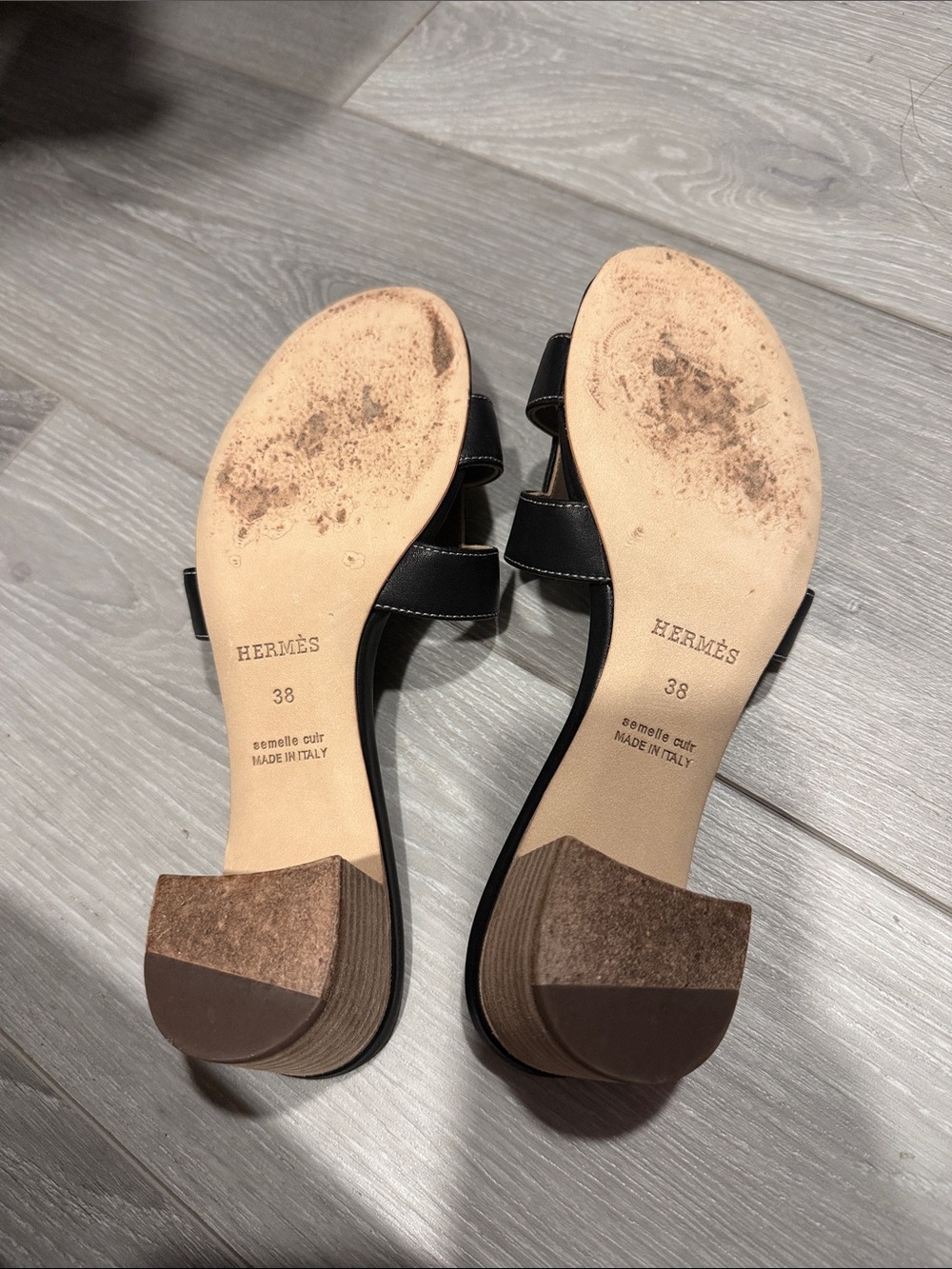 Black Oran Slide Sandals - Women's Leather Heeled Mules - Picture 2 of 4